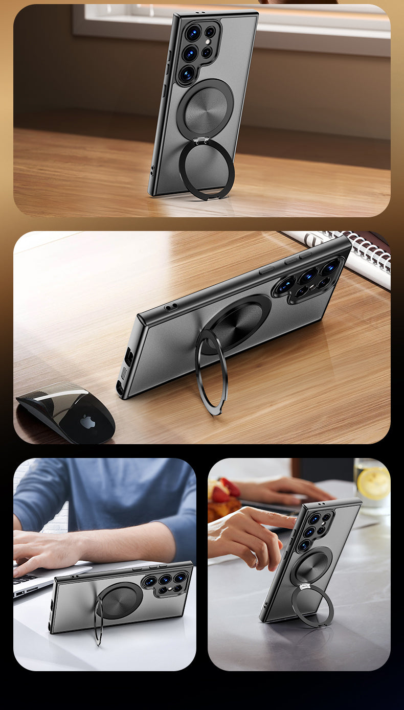 Magnetic TPU+PC Protective Case with 360° Rotating Stand (Samsung Galaxy S25/S25 PLUS/S25 Edge 5G/S25 Ultra)