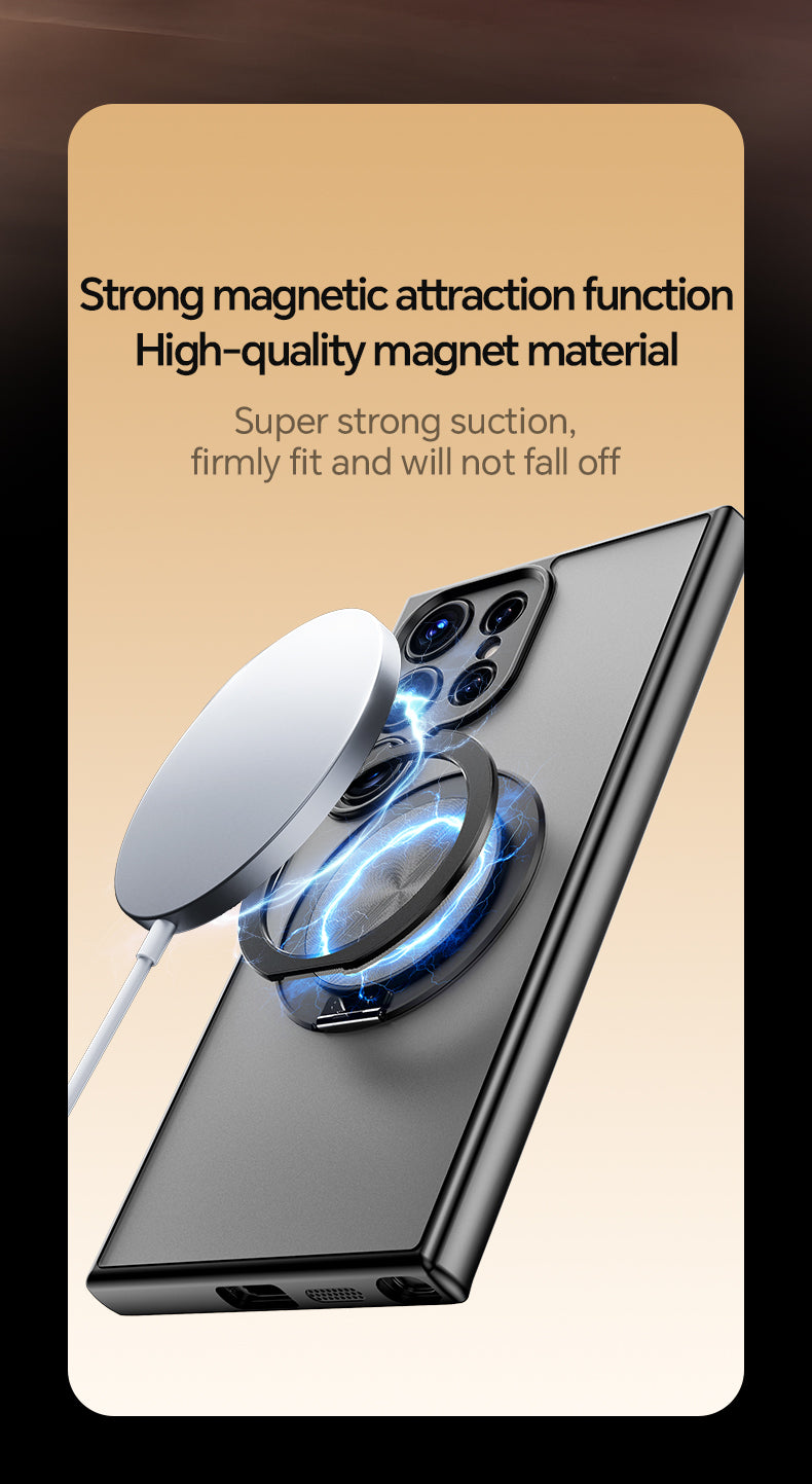 Magnetic TPU+PC Protective Case with 360° Rotating Stand (Samsung Galaxy S25/S25 PLUS/S25 Edge 5G/S25 Ultra)