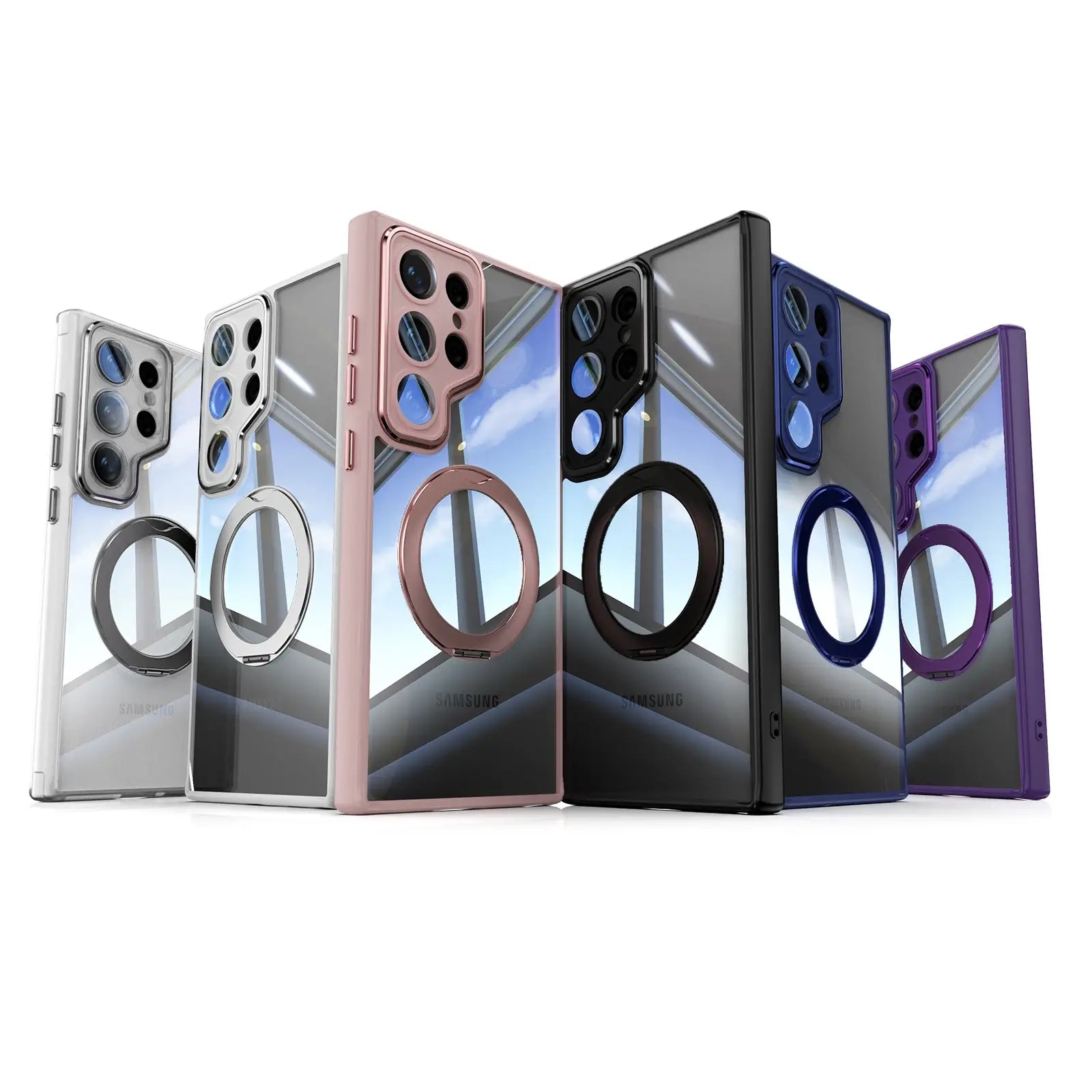 Magnetic TPU+PC Protective Case with 360° Rotating Stand (Samsung Galaxy S23 Ultra / S24 Ultra / S25 Ultra)