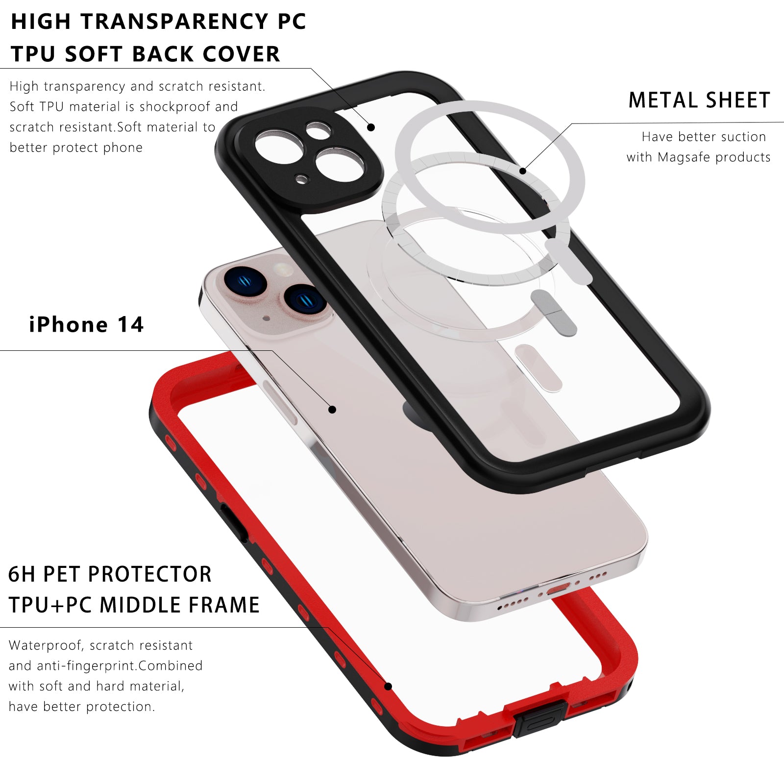 TPU+PC material snowproof, waterproof, dustproof, and shockproof phone case(iPhone 14/14 Plus/14 Pro/14 Pro Max)