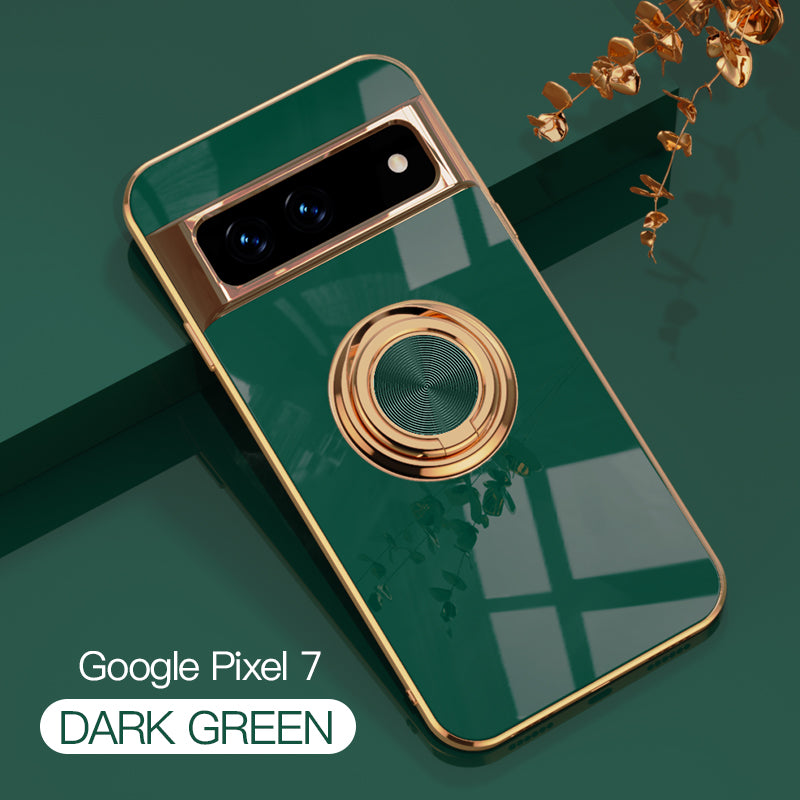 Magnetic TPU + PC Protective Case with 6D Electroplated Solid Color Ring and Magnetic Precision Cutouts(Google Pixel 7/7pro)