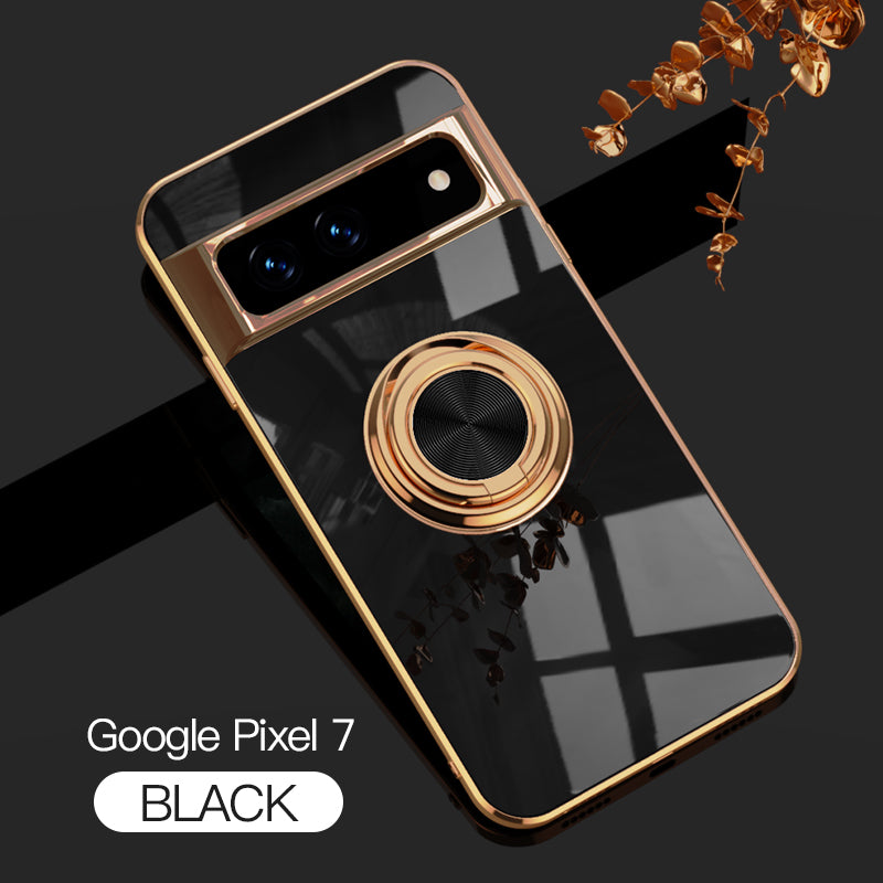 Magnetic TPU + PC Protective Case with 6D Electroplated Solid Color Ring and Magnetic Precision Cutouts(Google Pixel 7/7pro)