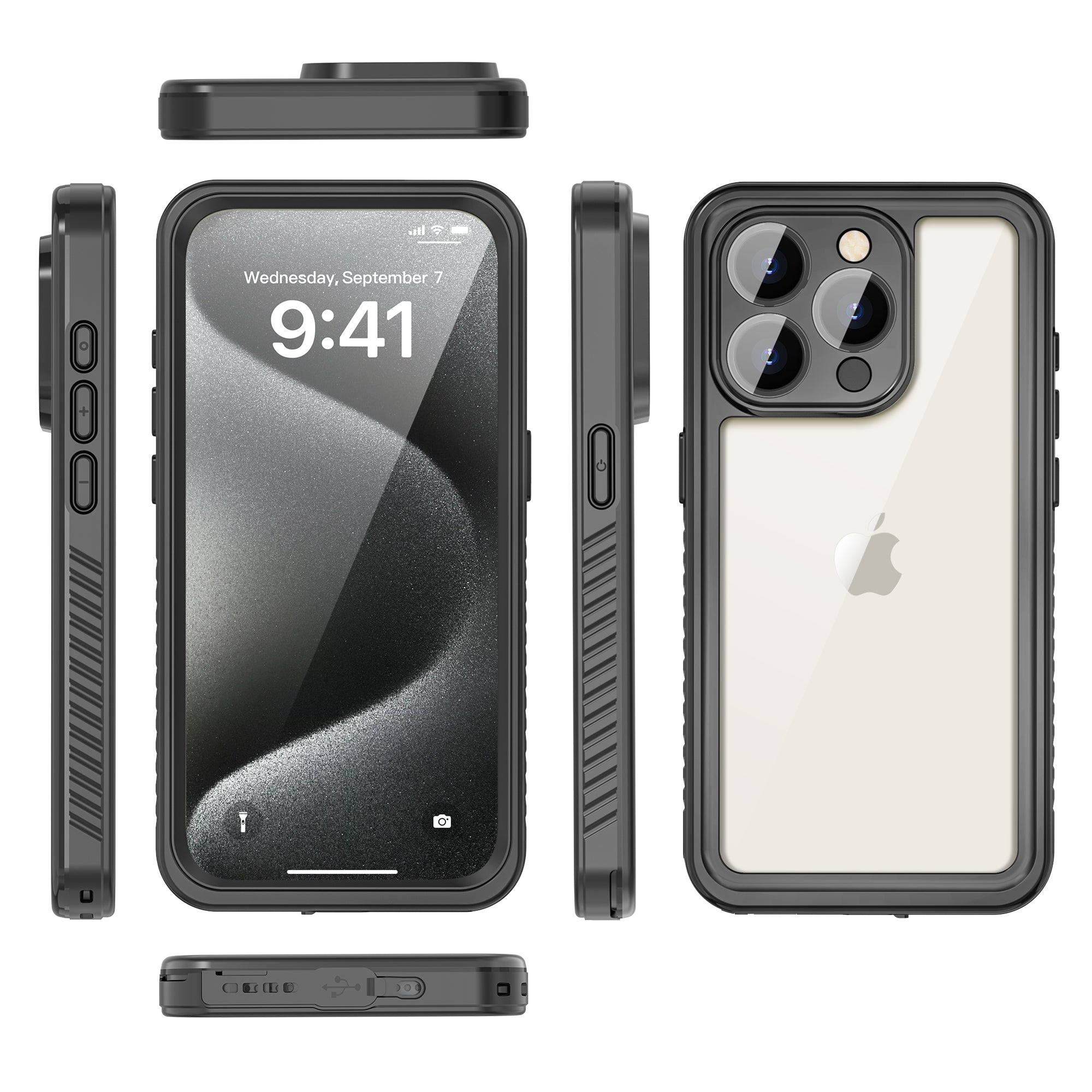 TPU+PET+PC material snowproof, waterproof, dustproof, and shockproof phone case(iPhone 15/15 Plus/15 Pro/15 Pro Max)
