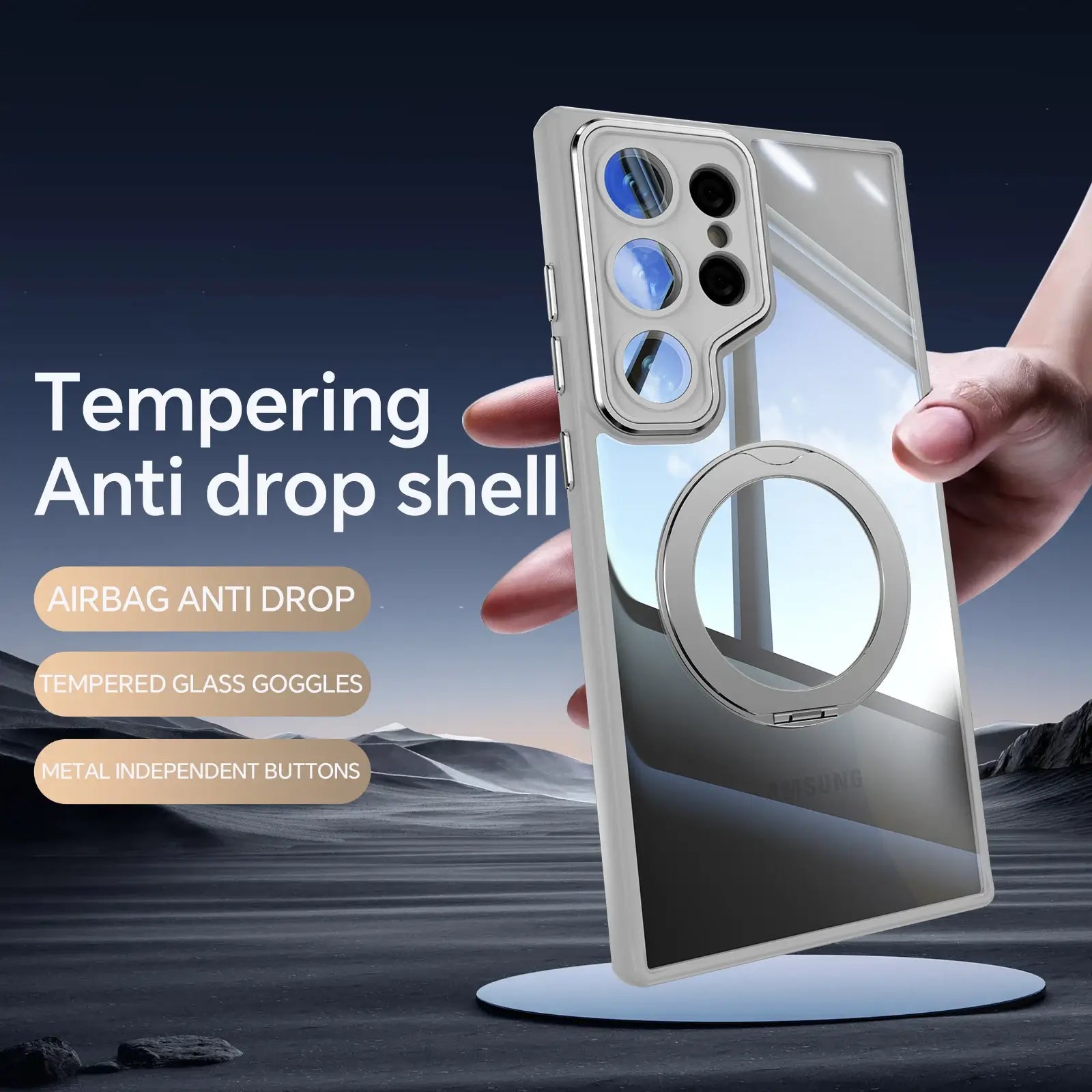 Magnetic TPU+PC Protective Case with 360° Rotating Stand (Samsung Galaxy S23 Ultra / S24 Ultra / S25 Ultra)