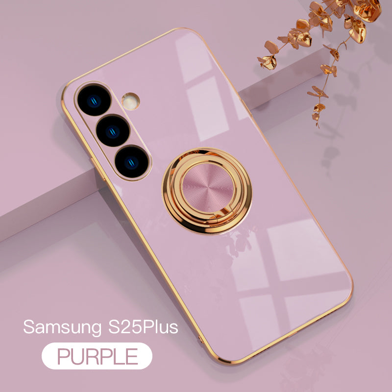 Magnetic TPU + PC Protective Case with 6D Electroplated Solid Color Ring and Magnetic Precision Cutouts(Samsung Galaxy S25/S25 PLUS/S25 Ultra)