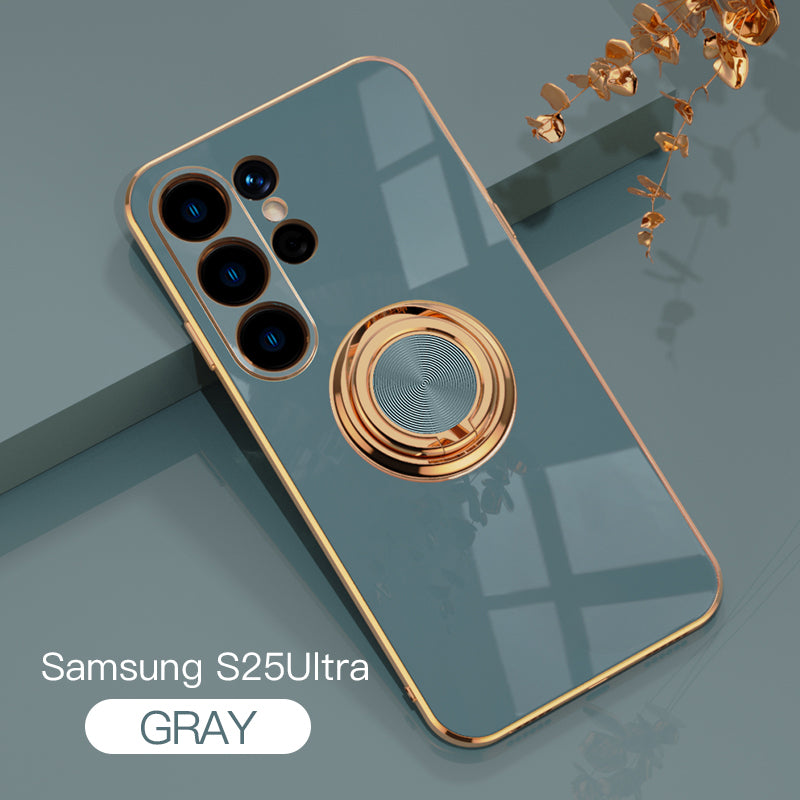 Magnetic TPU + PC Protective Case with 6D Electroplated Solid Color Ring and Magnetic Precision Cutouts(Samsung Galaxy S25/S25 PLUS/S25 Ultra)