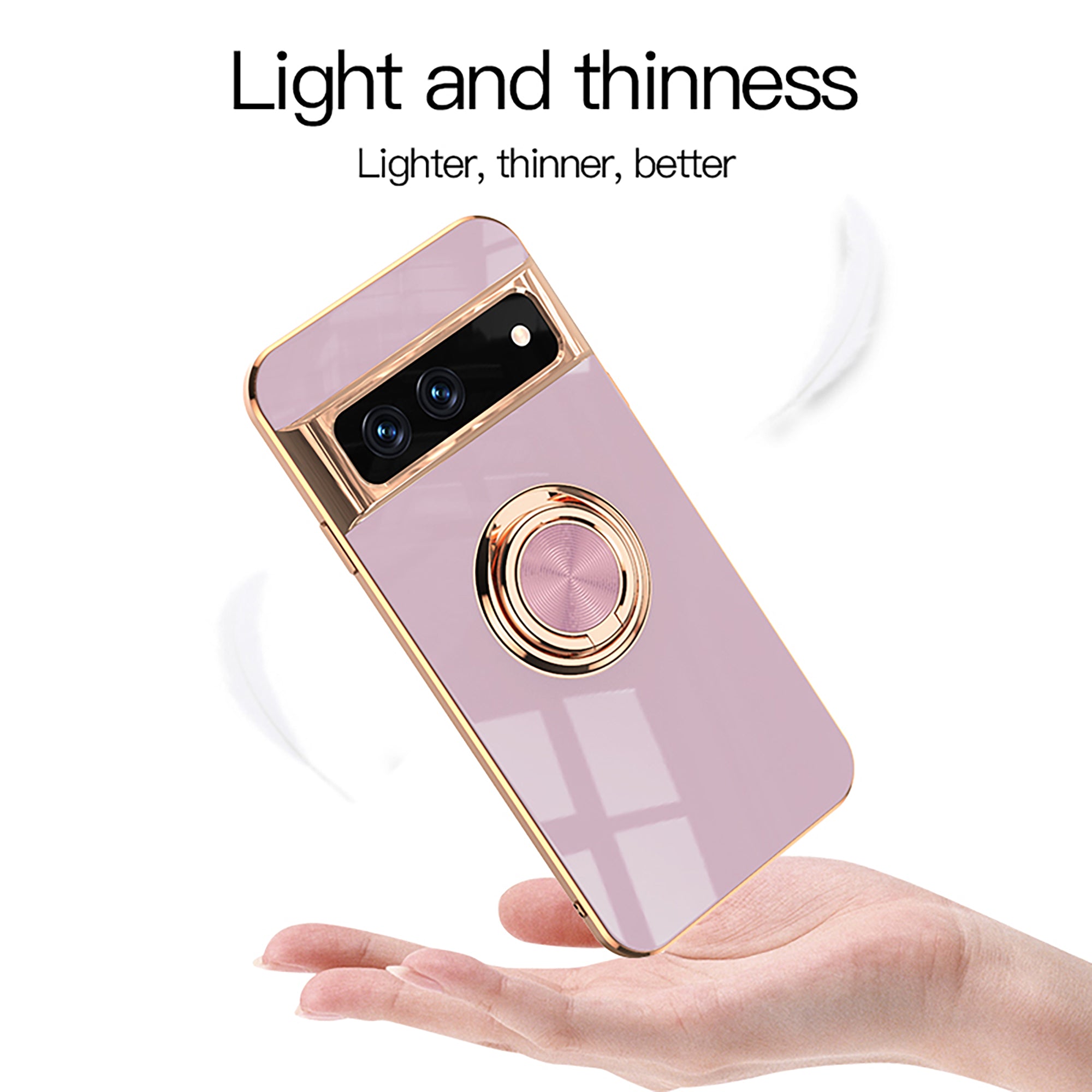 Magnetic TPU + PC Protective Case with 6D Electroplated Solid Color Ring and Magnetic Precision Cutouts(Google Pixel 7/7pro)