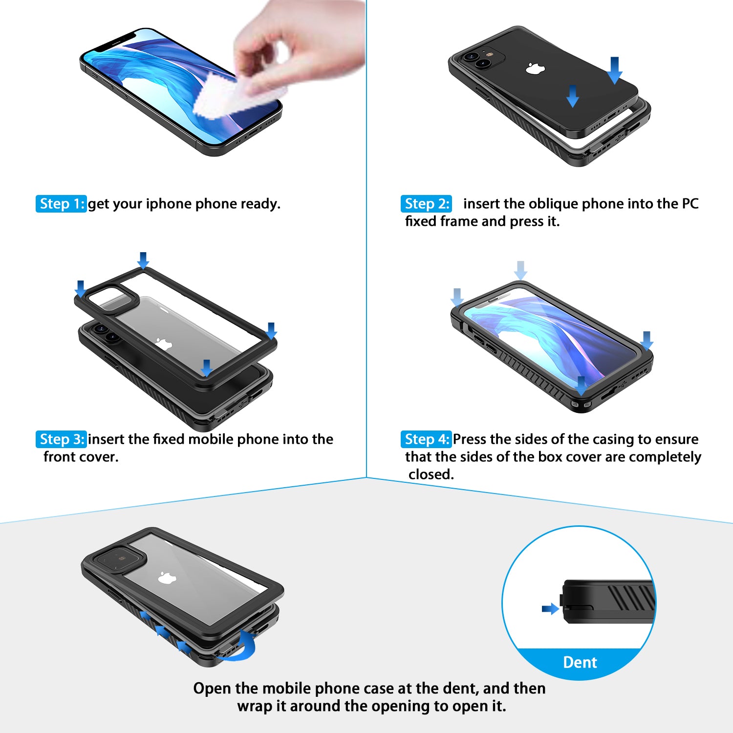 TPU+PET+PC material snowproof, waterproof, dustproof, and shockproof phone case(iPhone 12/12 mini/12 Pro/12 Pro Max)