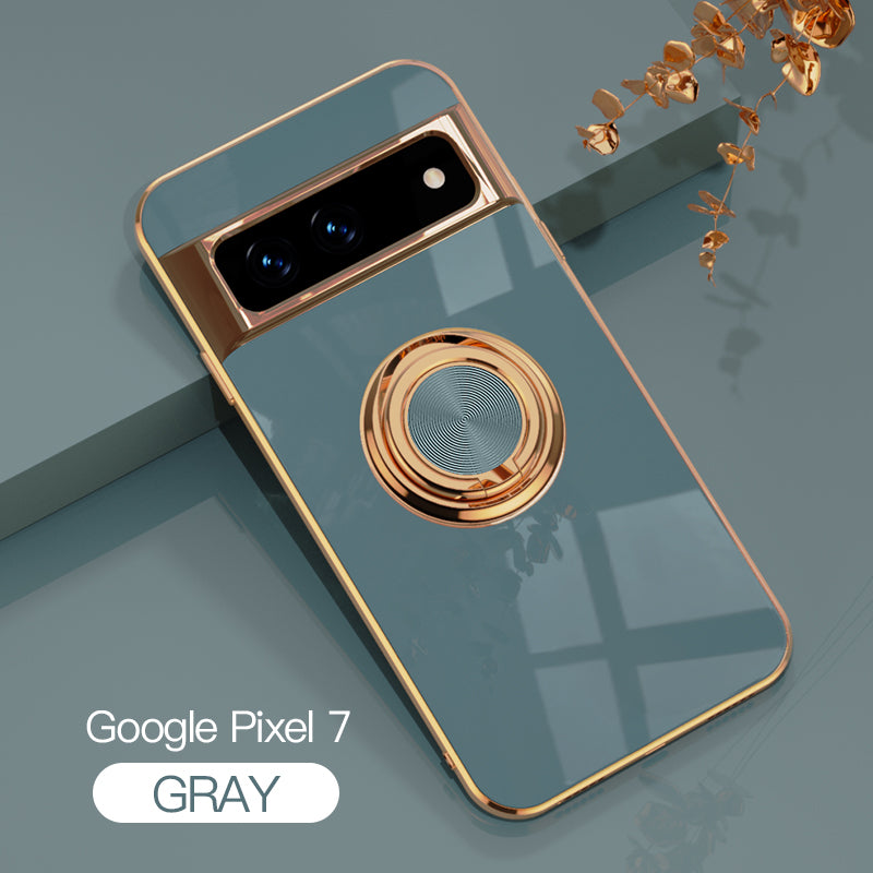 Magnetic TPU + PC Protective Case with 6D Electroplated Solid Color Ring and Magnetic Precision Cutouts(Google Pixel 7/7pro)