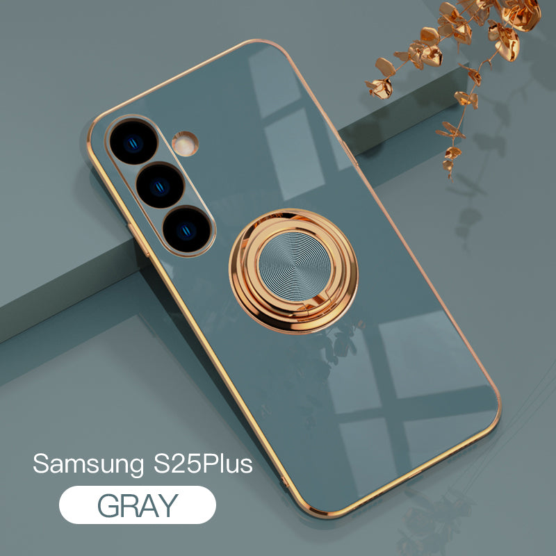 Magnetic TPU + PC Protective Case with 6D Electroplated Solid Color Ring and Magnetic Precision Cutouts(Samsung Galaxy S25/S25 PLUS/S25 Ultra)