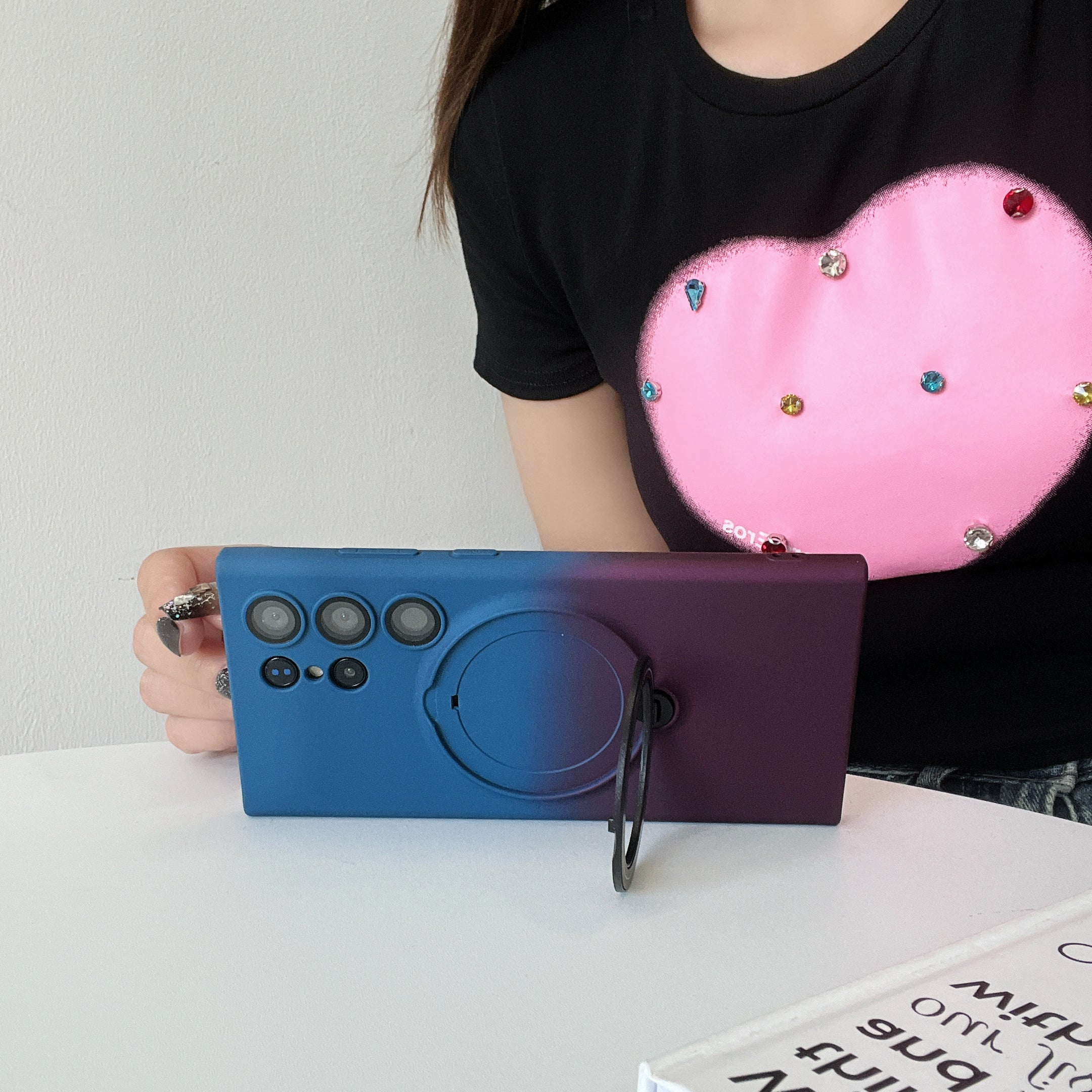 Magnetic TPU+PC Protective Case with 360° Rotating Stand (Samsung Galaxy S23 Ultra）