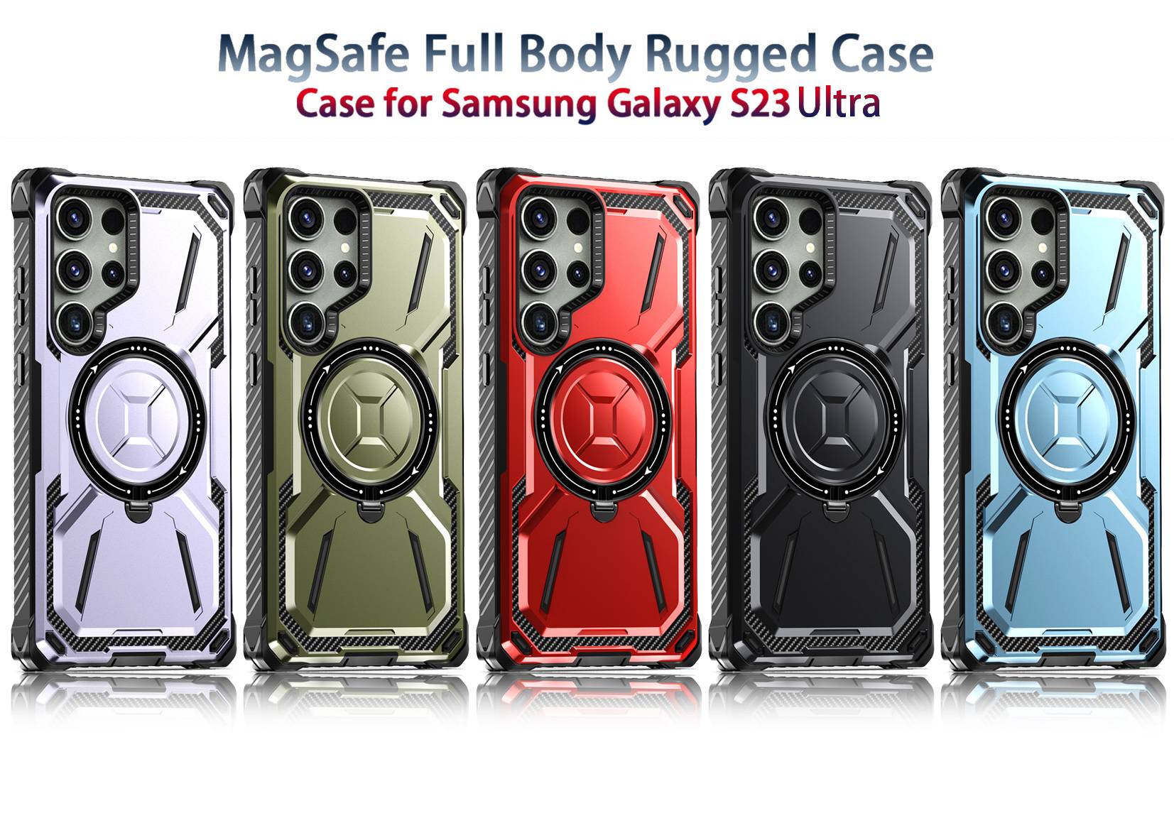 MagSafe-compatible, anti-fingerprint phone case with foldable stand(Samsung Galaxy S23 Ultra)